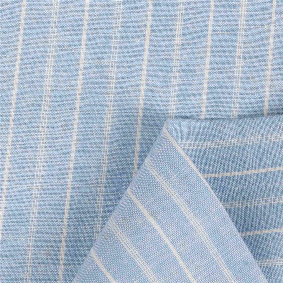 Sky Blue Fine Striped Linen Fabric suppliers