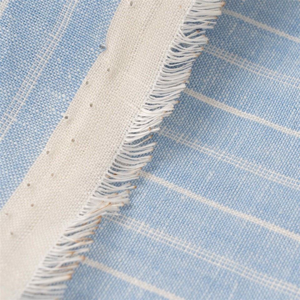 Sky Blue Fine Striped Linen Fabric suppliers